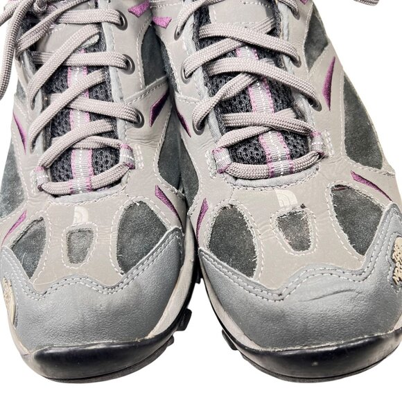 The North Face Gore-Tex Hiking Boots Shoes Gray Purple Vibram Sole Size 9 Trail - Picture 6 of 16
